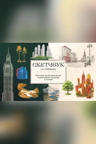 Обложка книги «Скетчбук по пейзажу. Простые пошаговые уроки по рисованию природы и города»