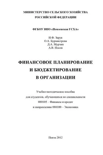 Обложка книги «Финансовое планирование и бюджетирование в организации»