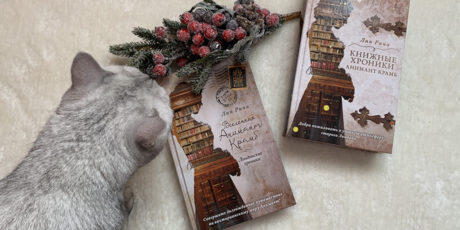 Кошка рядом с книгами Анимант Крамб